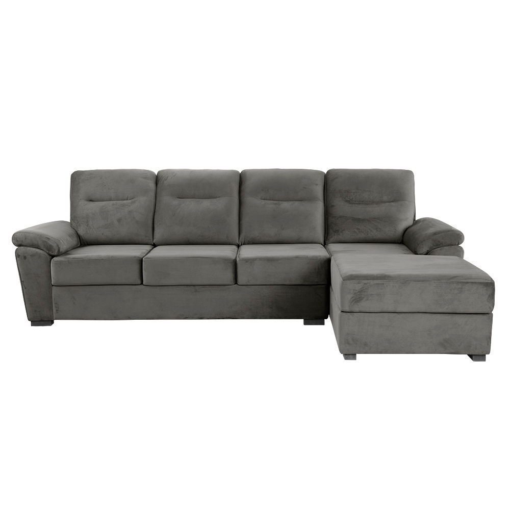Wakefit Lounger L - Shape Sofa Set (3 Seater + Right Aligned Chaise) - Velvet TuscanTan